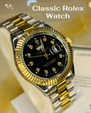 Rolex Day Date Two Tone Black Dial With Gold Steel Men's Watch