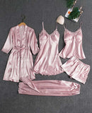 Women's Comfortable 5 Piece Nighty Dress With Imported Silk & Lace Design