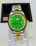 Rolex Date Just Two Tone Stainless Steel Emerald Dial Quartz Watch