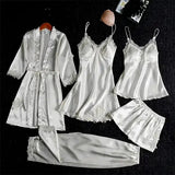 Women's Comfortable 5 Piece Nighty Dress With Imported Silk & Lace Design